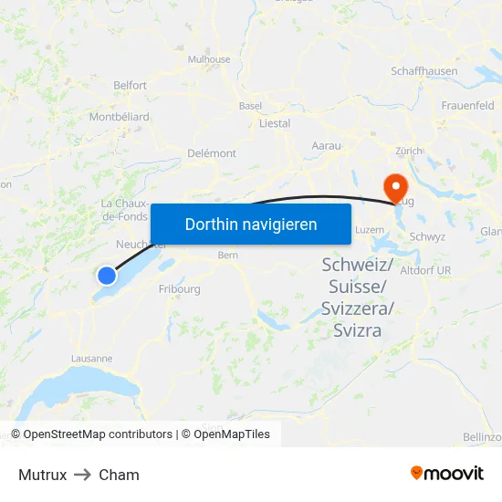 Mutrux to Cham map