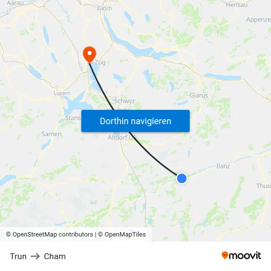Trun to Cham map