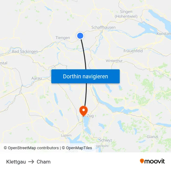 Klettgau to Cham map