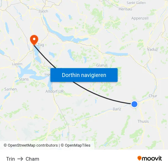 Trin to Cham map