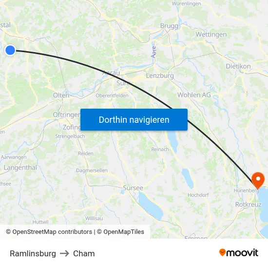 Ramlinsburg to Cham map