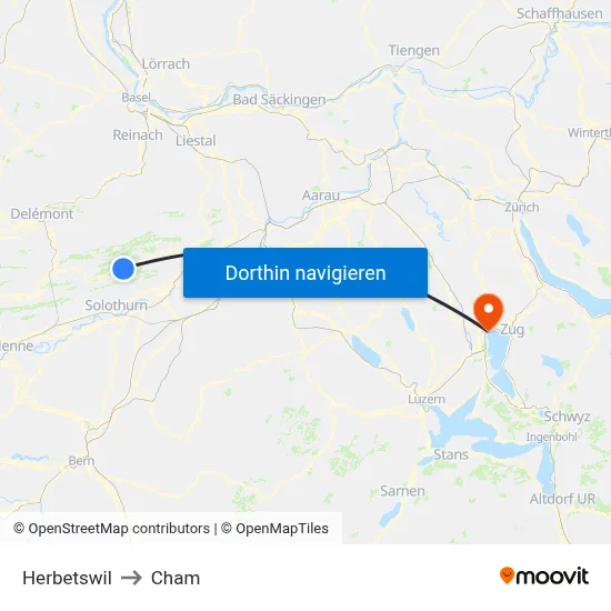 Herbetswil to Cham map