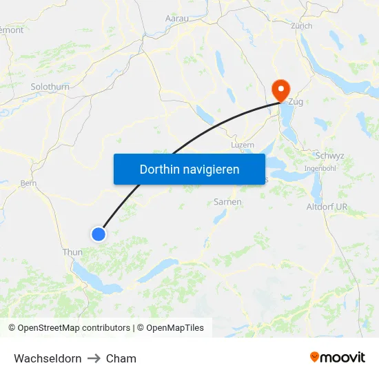 Wachseldorn to Cham map