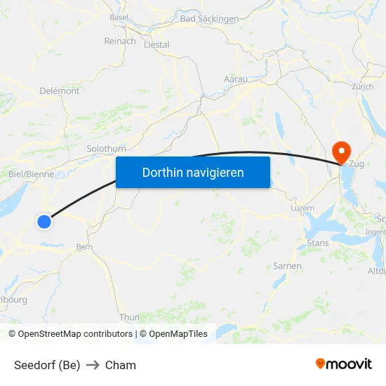 Seedorf (Be) to Cham map