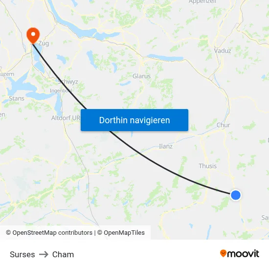 Surses to Cham map