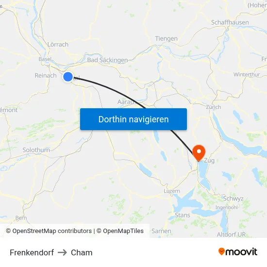 Frenkendorf to Cham map