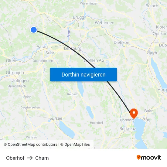 Oberhof to Cham map