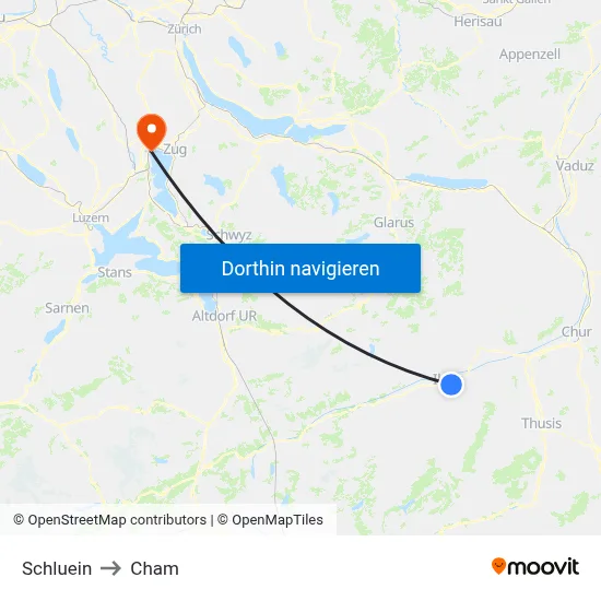 Schluein to Cham map