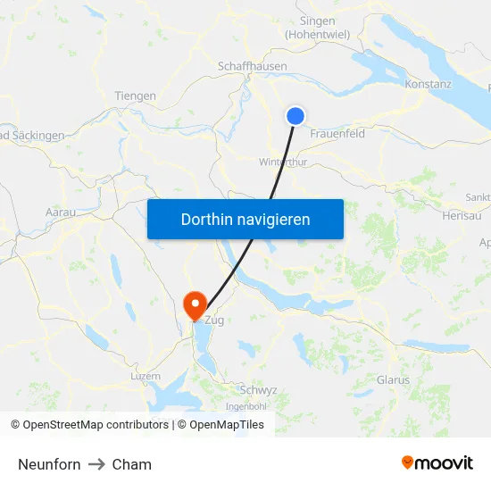 Neunforn to Cham map