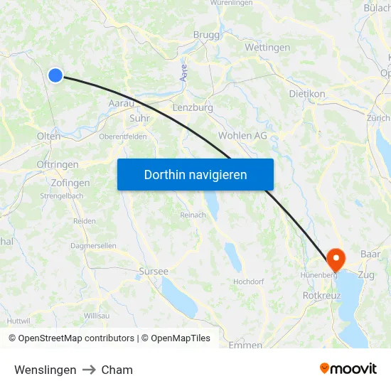 Wenslingen to Cham map
