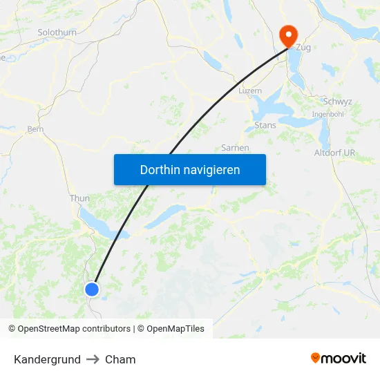 Kandergrund to Cham map