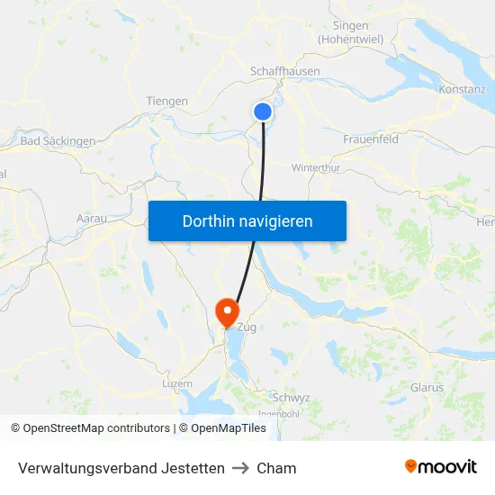 Verwaltungsverband Jestetten to Cham map