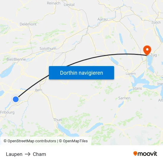 Laupen to Cham map