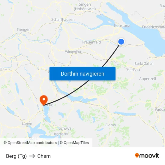Berg (Tg) to Cham map