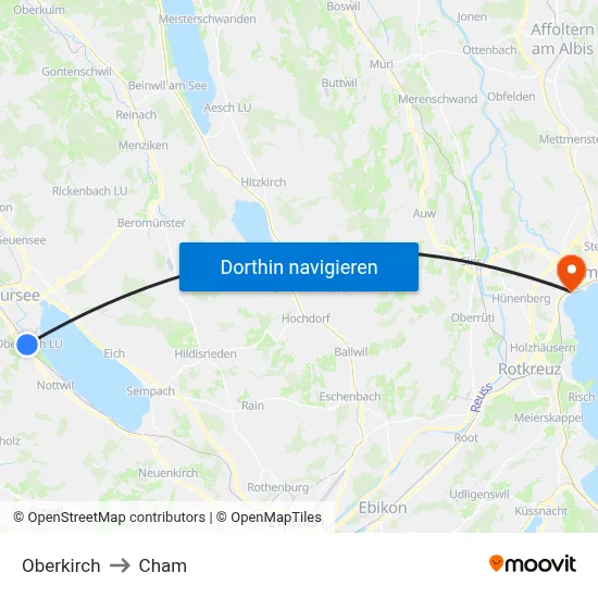 Oberkirch to Cham map