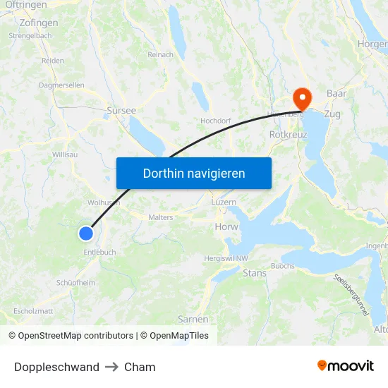 Doppleschwand to Cham map
