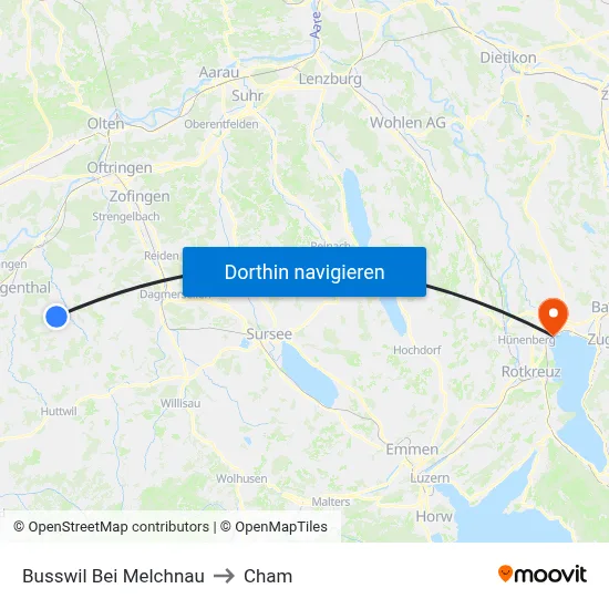 Busswil Bei Melchnau to Cham map