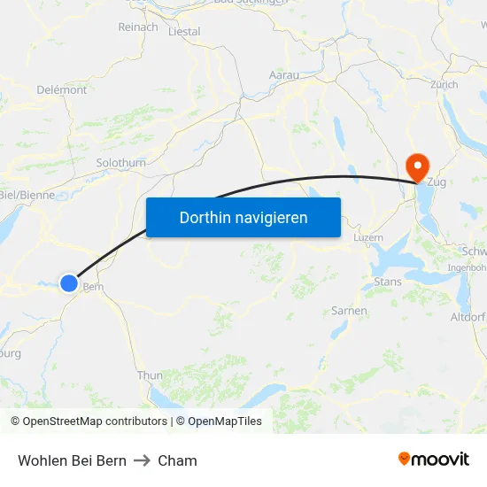 Wohlen Bei Bern to Cham map