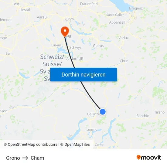 Grono to Cham map