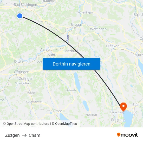 Zuzgen to Cham map