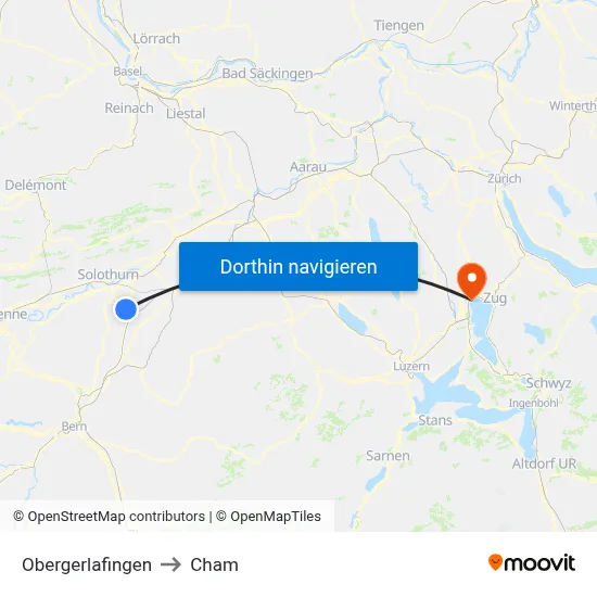 Obergerlafingen to Cham map