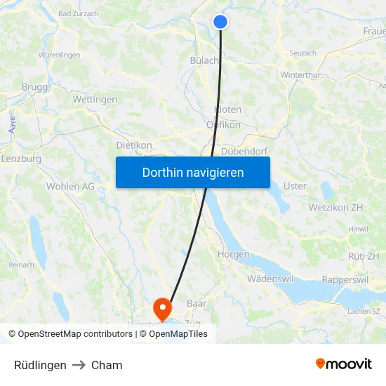 Rüdlingen to Cham map
