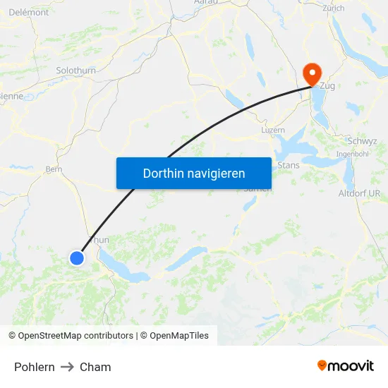 Pohlern to Cham map