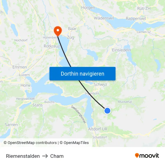 Riemenstalden to Cham map