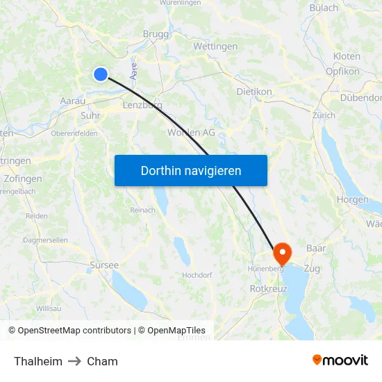 Thalheim to Cham map
