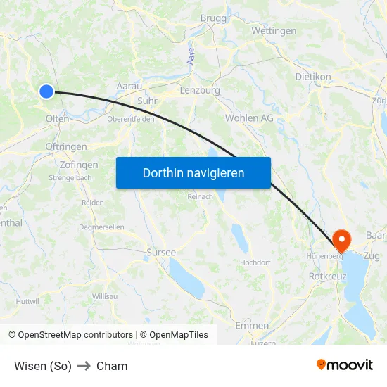 Wisen (So) to Cham map