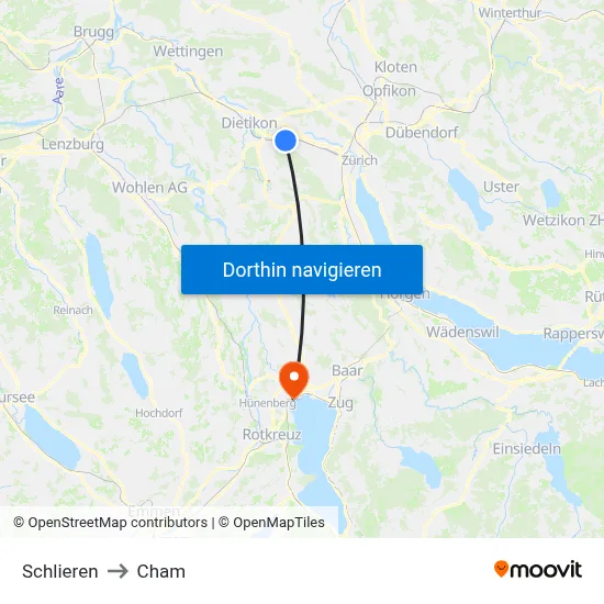 Schlieren to Cham map
