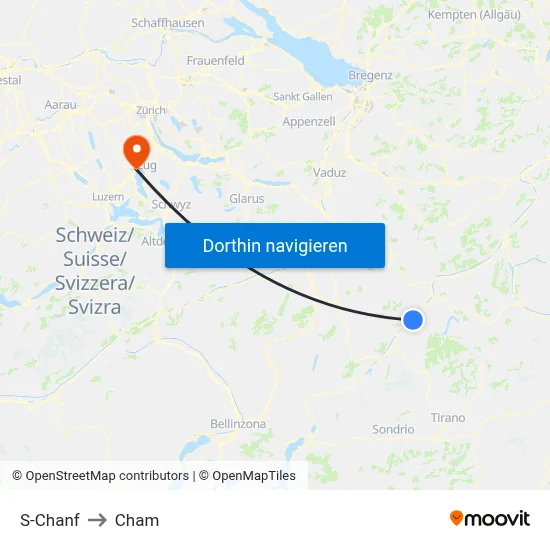 S-Chanf to Cham map