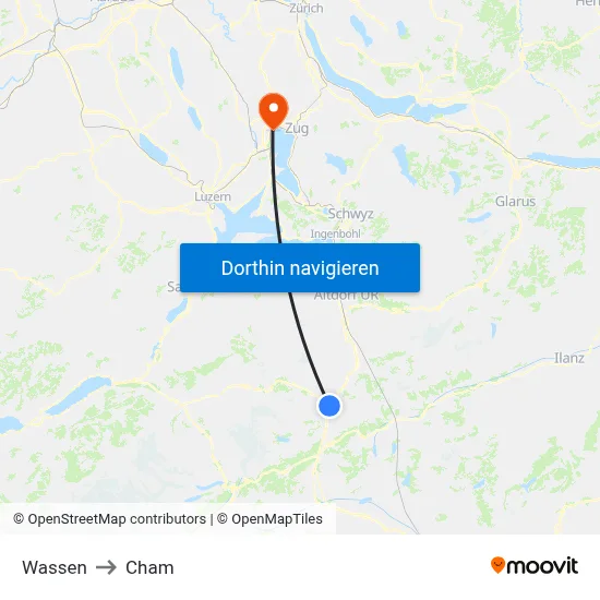 Wassen to Cham map