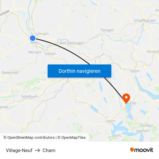 Village-Neuf to Cham map