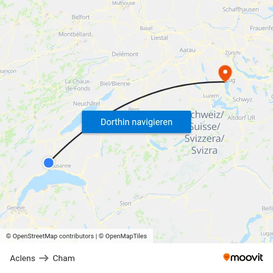 Aclens to Cham map