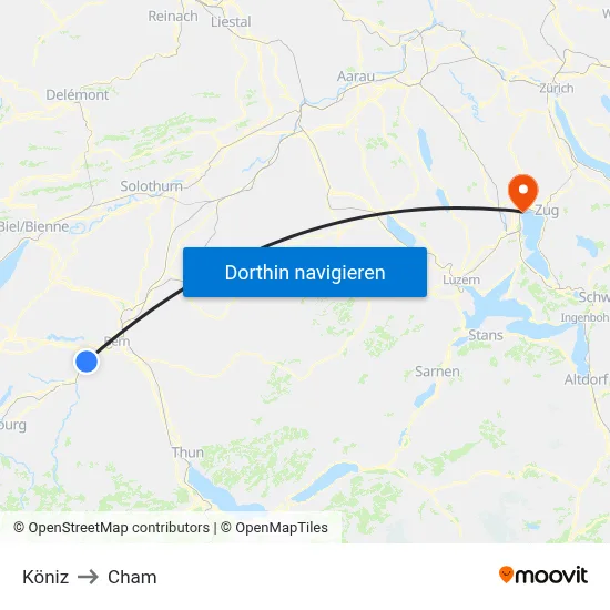 Köniz to Cham map