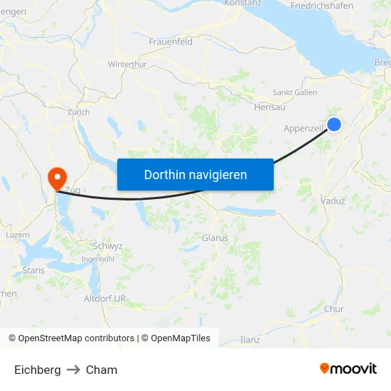 Eichberg to Cham map