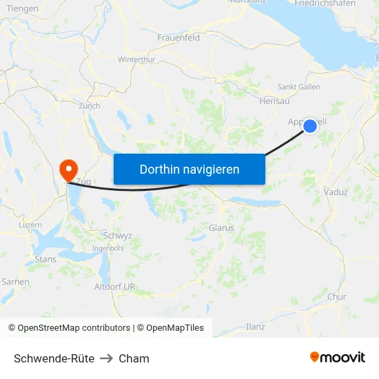 Schwende-Rüte to Cham map