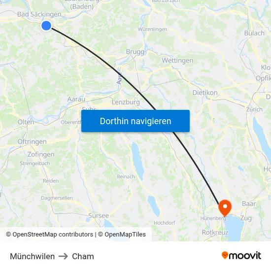 Münchwilen to Cham map
