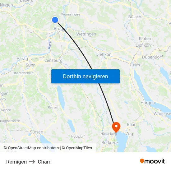 Remigen to Cham map