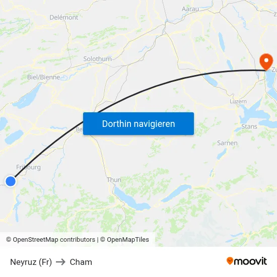 Neyruz (Fr) to Cham map