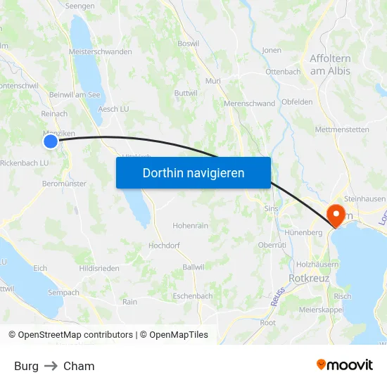 Burg to Cham map