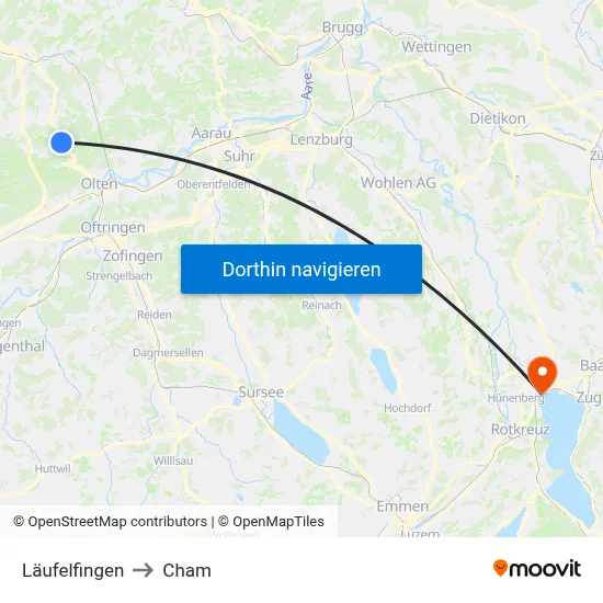 Läufelfingen to Cham map
