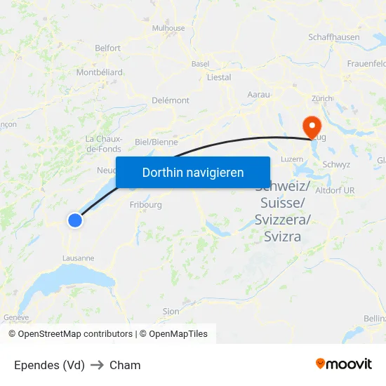 Ependes (Vd) to Cham map