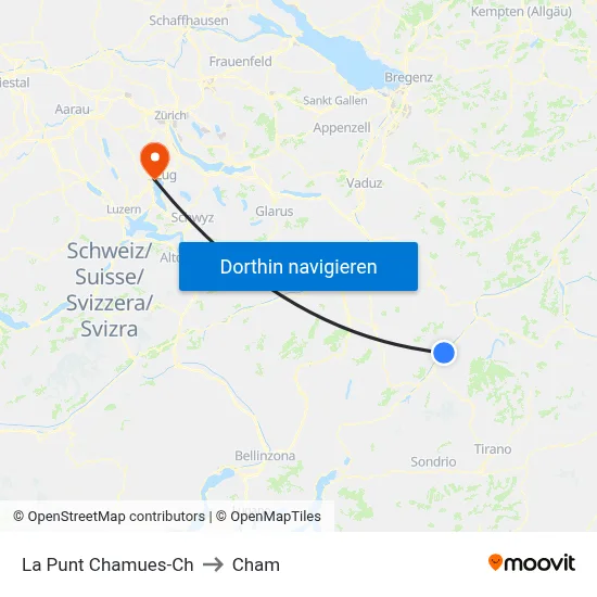 La Punt Chamues-Ch to Cham map