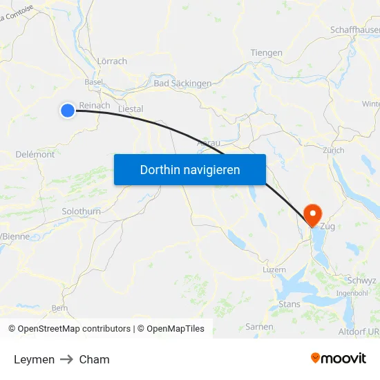 Leymen to Cham map
