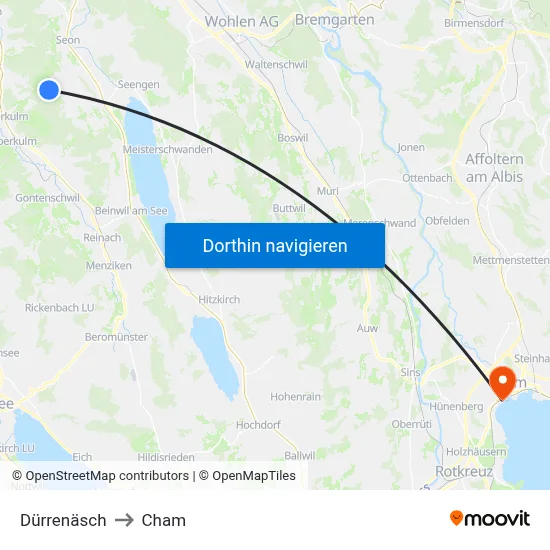 Dürrenäsch to Cham map