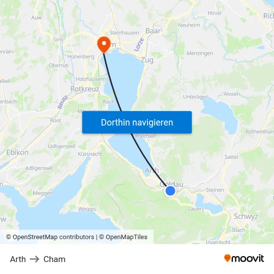 Arth to Cham map
