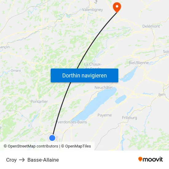 Croy to Basse-Allaine map