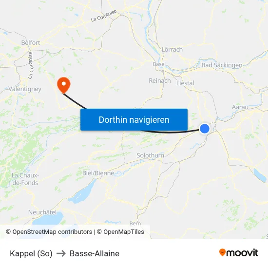 Kappel (So) to Basse-Allaine map
